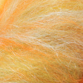 Here's a detailed look at the orange, yellow, and white fibers of the Merino Silk Top Fiber by Europa Wools Ltd, showcasing its soft and fluffy texture that evokes the luxury of merino wool.