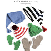 Discover a delightful collection of hand-knitted winter accessories with Yankee Knitter Designs' "Hats & Mittens for the Family" download. This pattern set features colorful hats in shades of blue, green, and red striped, as well as black-and-white striped designs. Pair them with cozy green and beige mittens to create the perfect winter ensemble. Ideal for anyone looking for a charming and cozy knitting project.