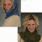 Two images feature the same woman wearing different knitted scarves that make ideal gifts. In the top image, she is adorned with a blue, cozy, tall cowl labeled "Tall, Thin." Below, she showcases a green short cowl with decorative wooden buttons labeled "Shorter, Wider," both from the Bulky Cabled Cowl collection by Plymouth Yarn Co.