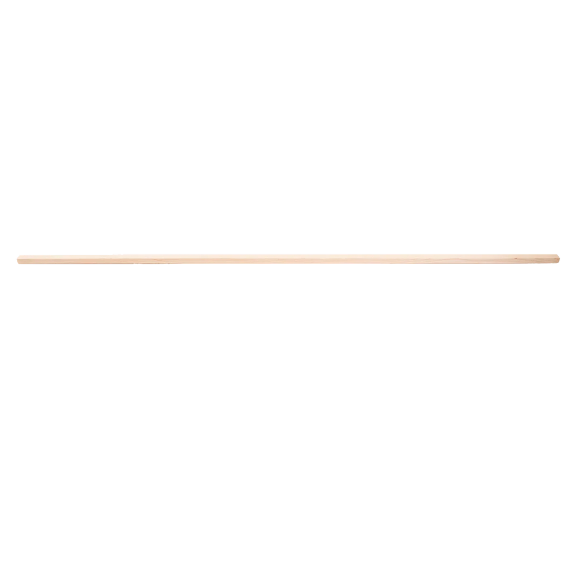 A thin, straight wooden dowel is shown against a white background. The cylindrical and light-colored dowel, featuring a smooth and even texture along its surface, is intended as a replacement apron bar for the Schacht Apron Bar Floor Loom by Schacht Spindle Co.