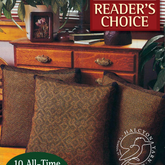 Three textured pillows are arranged on a wooden bench, complemented by wooden decor, houseplants, and natural light. A "Reader's Choice" award graphic proudly displays the phrase "10 All-Time Favorites" alongside the Long Thread Media logo. These designs showcase exquisite weaving techniques in household textiles featured in the Best of Handwoven: Reader's Choice - Top Ten Projects from 30 Years of Handwoven eBook (Printed version).