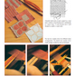 A magazine page from Long Thread Media features the "Best of Handwoven, Doubleweave, Doublewidth!" printed eBook, highlighting textiles, tools, and diagrams for weaving. Several handwoven coasters are displayed in various patterns and colors, accompanied by illustrations and instructions on techniques such as doubleweave and layering. A hand is depicted manipulating a loom tool.