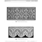 A black-and-white illustration featuring two crochet patterns from the *PieceWork Presents: Filet Crochet with Instructions Series No. 2* eBook by Long Thread Media. The top pattern is labeled "Insertion," showcasing a floral and geometric design, while the bottom pattern is labeled "Edging," featuring a scalloped lace-like design.