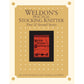 A beige book cover for "Weldon's Practical Stocking Knitter, First & Second Series – eBook printed copy" by Long Thread Media. It features a centered image of an old red book cover titled "Weldon's Practical Needlework." Text at the bottom reads, "How to Knit Stockings for Ladies, Gentleman, and Children.