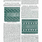 The image is a scanned page from a vintage knitting book titled "Weldon's Practical Stocking Knitter Third & Fourth Series – eBook printed copy" by Long Thread Media. It features detailed written instructions and two green knitted swatches showcasing patterns: one with star designs and another with zigzag designs.