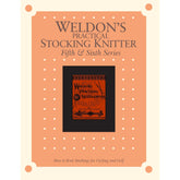 A vintage book cover titled "Weldon's Practical Stocking Knitter Third & Fourth Series – eBook printed copy" by Long Thread Media. The cover features a polka dot background with an inset image of an older edition of "Weldon's Practical Needlework," and the subtitle reads, "How to Knit Stockings for Cycling and Golf.