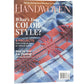 Long Thread Media's Handwoven Magazine Winter 2024 edition features a cover showcasing a knitted piece adorned in blue, red, and orange patterns. It highlights weaving projects and dyeing techniques ranging from vibrant hues to natural tones, including methods like ice dyeing and hand-dyed colors for diverse color styles.