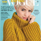 A woman with short, blonde hair graces the cover of Vogue Knitting Fall 2019 by Soho Publishing. She is dressed in a chunky, mustard-yellow knitted turtleneck sweater. This issue features articles on turtlenecks, tunics, fall designs, and the latest trends in fall yarn.