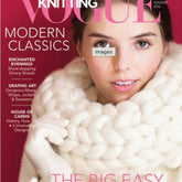 The cover of Vogue Knitting Holiday 2016, published by Soho Publishing, showcases a woman adorned in a chunky white knit scarf. Prominent articles include topics on modern classics, enchanted evenings, graphic art, and a special feature titled "The Big Easy: Fast, Fun & Fabulous!