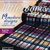 Cover of "Easy Weaving with Little Looms," Summer 2024 edition by Long Thread Media. The image showcases a close-up of vibrant woven fabric featuring diverse patterns. Magazine highlights include "19 modern designs with medieval flair," "Viking braids," and a tapestry tutorial on creating pin-loom dragons.