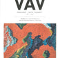 Cover of "VÄV Magasinet 1/24," published by VÄV Magazine. The cover boasts a textured, woollen fabric artwork primarily in shades of orange, green, blue, and white. Text highlights include "Trasväv 2.0," "Kristofferskolan," "Miriam Parkmans Palett," and "Skyttlar.