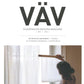 Cover of VÄV Magazine, VÄV Magasinet 4/22. The image depicts a person operating a weaving loom beside a window adorned with sheer curtains. Inside the magazine, you can find articles on "My Weaving Equipment," "An Evergreen Bedroom," and "Handtowels.