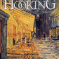 Cover of the Rug Hooking Magazine, June/July/August 2023 by Ampry Publishing, showcasing a detailed rug depicting an outdoor café scene beneath a starry sky. The text highlights the issue number, price, and article titles such as "Sauder Village Update" and "Heart Connections.