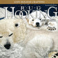 The cover of the Ampry Publishing's Rug Hooking Magazine Nov/Dec 2023 issue features a festive latch hook rug depicting two polar bears, one large and one small, set against a snowy background. The title announces "Cozy Holiday Crafting," spotlighting punch needle projects in every issue. This is Volume XXXV, Number 3, for November/December 2023.