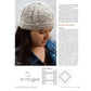 A woman models a knitted hat with a textured pattern on the crown. She is looking down, highlighting the intricate design of the Spin Off Presents: Down and Related Breeds - eBook Printed Copy by Long Thread Media. The page also features text and knitting instructions for the hat, in addition to a detailed swatch chart and knitting symbols.