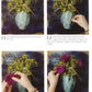 Step-by-step instructions for crafting a felted floral design are provided in "Art in Felt & Stitch" by Ingram Content. The image series depicts hands positioning and arranging felt pieces to form a flower arrangement. Each step shows different colored felts being added to create depth and variety in the design, reminiscent of intricate felt paintings.