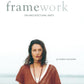 Cover of the book titled "Framework - Architectural Knits" by Norah Gaughan from Never Not Knitting. It features a woman facing the camera, adorned in a modern-style knitted piece with geometric shapes, set against a simple, neutral outdoor background.