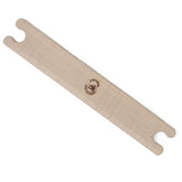 The Leclerc Stick Shuttle, a flat weaving tool made from maple by Leclerc Looms, resembles traditional stick shuttles and includes curved notches on each end along with a central logo. It is presented against a white background.