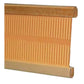 Close-up image of the Penelope II, 22.5" Rigid Heddle Reed by Leclerc Looms—a golden-colored, ribbed component with rectangular edges on both the top and bottom. The item resembles a section of an air filter and hints at its precise construction akin to components used in mechanical or automotive applications.