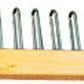 An image of the Loop Top Raddle with 1" Spacing by Leclerc Looms—a wooden hairpin rake with metal tines arranged in a straight line, resembling a raddle. The handle is made of light-colored wood, and the tines are evenly spaced and curved at the ends.