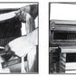 Two black and white images illustrate the process of threading yarn through a heddle and reed. In the left image, hands delicately weave threads across the heddle. The right image captures hands working with the warp near the top of a weaving loom, arranging it through the reed. This efficient setup is facilitated by using Leclerc Looms' Leclerc Loom Raddles with 1/2" spacing.