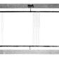 A Leclerc Harness/Shaft frame end piece with heddle bar support spring hangs horizontally with two hooks on the top side and a red oval encircling an area on the right side. The frame, typical of a Leclerc Loom, has five evenly spaced vertical lines extending across its width in the middle.