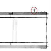 A black and white sketch of a rectangular mechanical apparatus with horizontal bars, thin vertical lines connecting the bars, and a hook at the top right corner, reminiscent of the Leclerc Hook for Shaft/Harness Frames by Leclerc Looms.