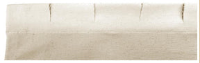 A close-up view of the top edge of a light beige Leclerc Canvas Apron from Leclerc Looms, resembling a cloth beam apron. Several evenly spaced vertical slits are cut near the top edge. The fabric's slightly rough, woven texture is visible.