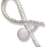 An illustration of the universal symbol for arthritis, depicting a white knotted ribbon with a pearl-like texture and two pearl drops attached at the bottom, reminiscent of a delicate Texsolv Loop Cord by Glimakra.