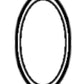 An abstract, vertical illustration features an elongated oval in the center, intersected by thin, straight lines at both ends. A horizontal elongated loop reminiscent of a Large Eye Insert Eye Heddle from Leclerc Looms cuts through the oval, creating a minimalist design akin to interwoven carbon steel strands.