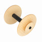 The Schacht Spindle Co. Schacht Spinning Wheel Bulky Bobbin features two circular ends connected by a central black rod, crafted from wood with a light natural finish, photographed against a white background.