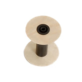 A Louët Wood & Plastic Spool for Rack by Louët Inc. is pictured against a white background. The spool features light-colored circular ends with a dark-colored cylindrical core. There is a central hole on the visible side, possibly for mounting on a bobbin rack or fitting onto a spindle.