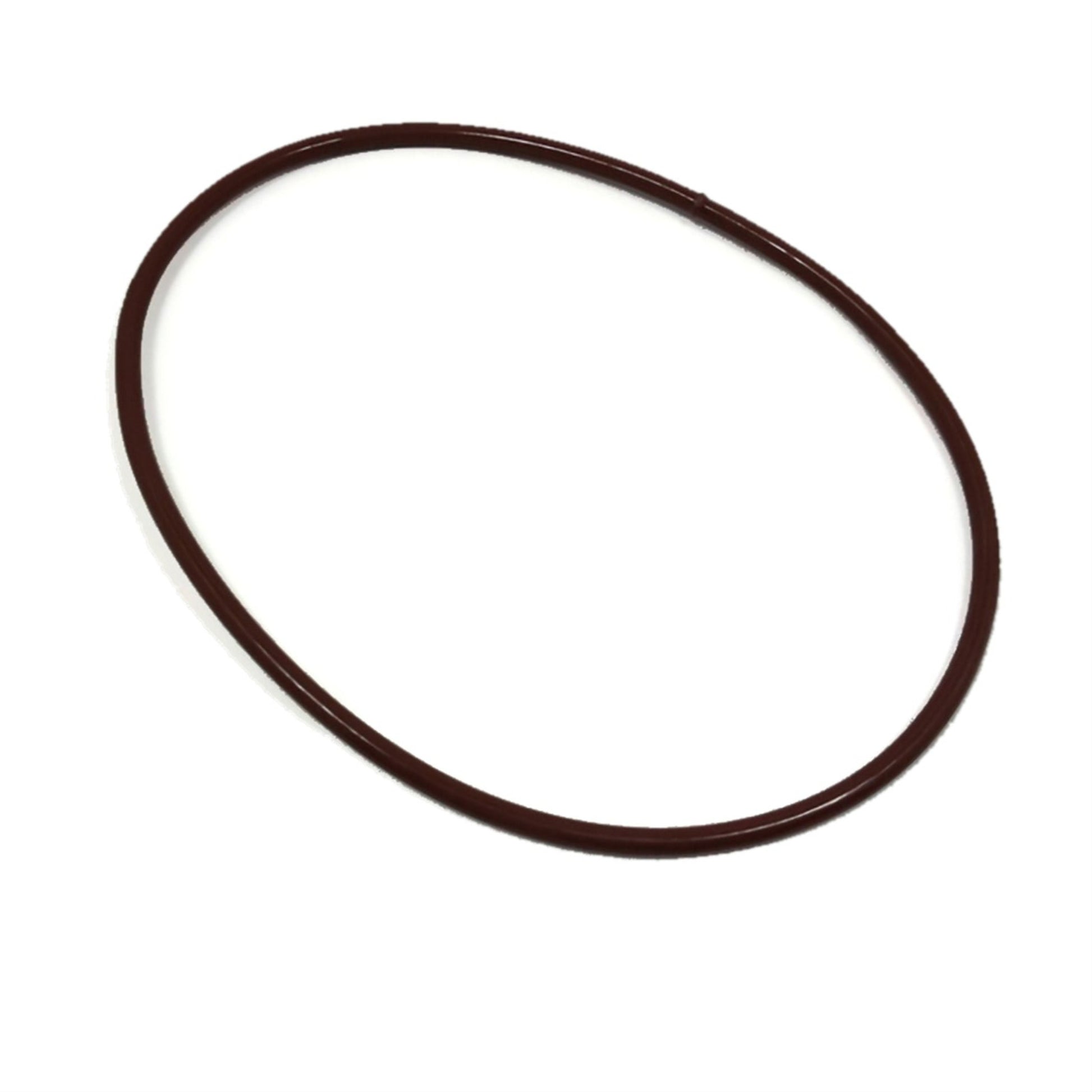 A Louët Drive belt warp tension regulator by Louët Inc., resembling a brown circular rubber gasket, is displayed on a white background. The ring has a smooth surface and appears to be uniform in thickness, yet over time it may wear out.