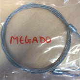 A Louët Megado Brake Cable is placed inside a clear plastic bag that is labeled "Louët Inc." in red marker.