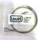 A coiled wire cable from Louët Inc. is inside a clear plastic bag. The label reads "Louët made in Holland" and "1 x WR0140 Megado 70 replacement treadle cable." Perfect for Louët Megado looms, the bag rests on a white surface.