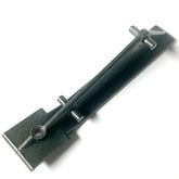 The Louët Erica plastic holder for toggle by Louët Inc. features an elongated central section with multiple protrusions and holes, likely intended for fastening or mounting. This design incorporates additional structural elements on either side, suggesting it could serve as a replacement part. The finish appears to be matte or unfinished metal.