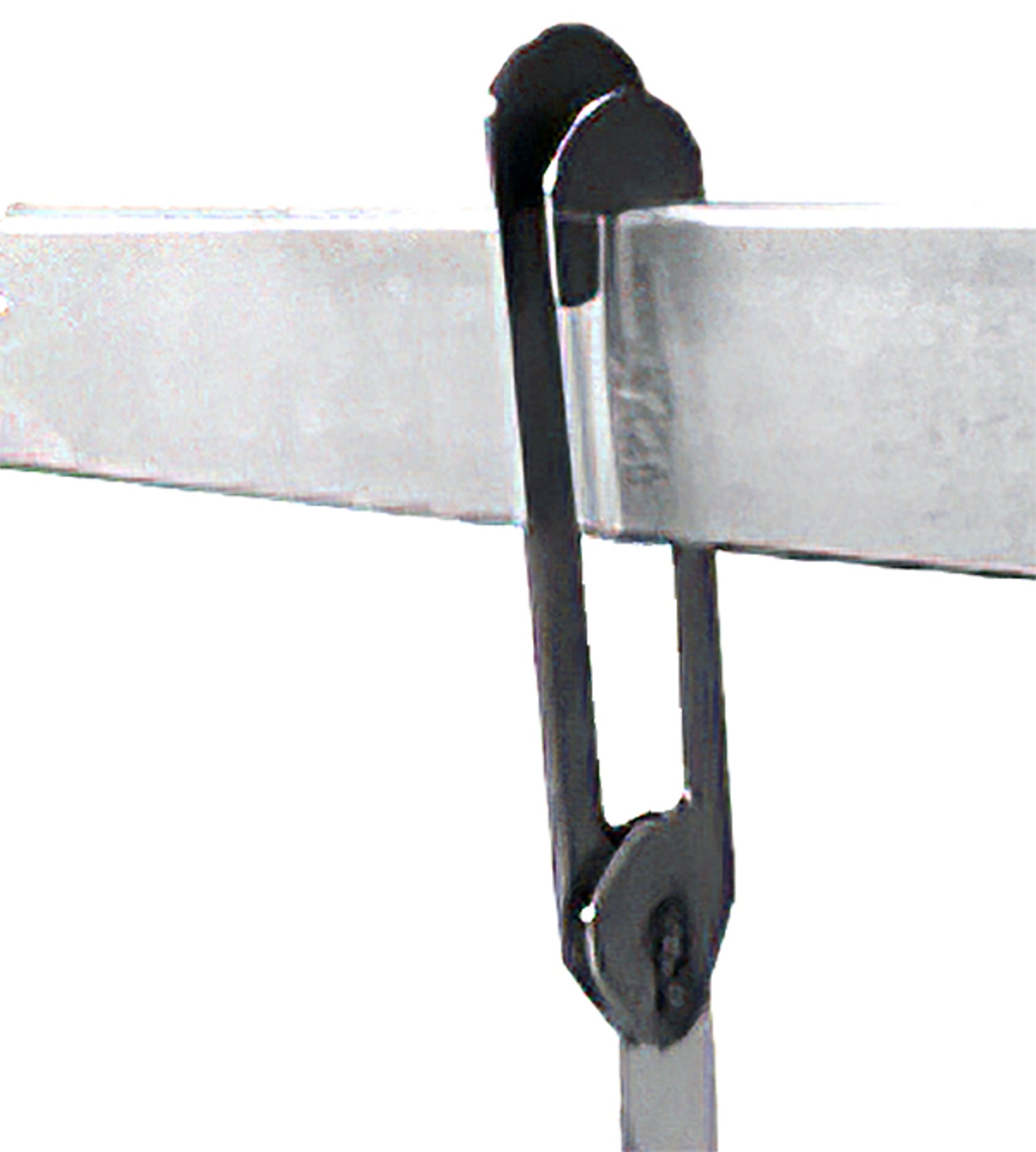 The Leclerc Looms Flat Steel Repair Heddles utilize a metal buckle to securely fasten two overlapping steel straps, forming a tight and locked connection. This buckle showcases a straightforward and robust design with a central pivot point, offering an effective solution for fastening or tensioning the steel bands, particularly benefiting textile repair heddles.