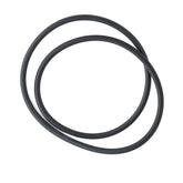 An Ashford Polycord Drive Band from Ashford Handicrafts Limited, made of black rubber and arranged in an overlapping loop, rests on a plain white background, ideal for replacing drive bands on your Ashford wheels.