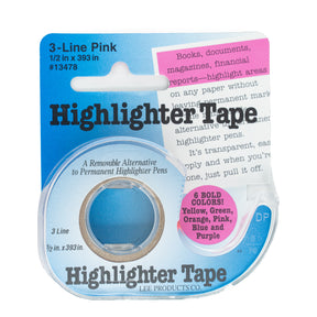 The Highlighter Tape by Lee Products is a removable, versatile alternative to traditional highlighter pens. It comes in a package and is ideal for books, documents, and fiber projects with its six bold color options. Each tape measures 1/2 inch x 393 inches.