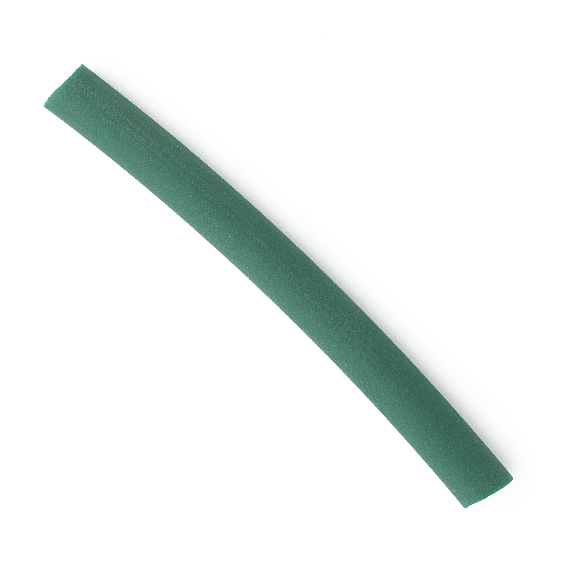 Positioned against a white background, the singular green foam pool noodle features a gentle curve and smooth texture, exuding versatility reminiscent of Majacraft Co.'s uncomplicated design approach. Similar to their innovative spinning wheels, like the Majacraft Nylon Treadle Joint, it inspires creative possibilities.