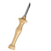 An Oxford Company tool featuring a wooden handle and metal tip, designed with a sharp, narrow blade to minimize hand strain. The blade is slightly angled at the tip, resembling an Oxford Punch Needle or carving tool, presented against a plain white background.