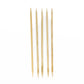 Five Double-Point Bamboo Knitting Needles, 8" from Accessories Unlimited are arranged parallel to each other on a white background. The light beige needles have pointed tips and boast a smooth polished finish, ideal for working with delicate fibers.