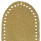 A close-up of one of the 2-Piece Suede Leather Slipper Soles by Bryson Distributing, Inc., showcasing its beige, textured surface and evenly spaced pre-punched holes along the perimeter.