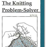 Cover of a book titled "The Knitting Problem Solver" by Tish Lilac. The illustration shows hands knitting with needles and yarn, featuring a close-up view of the knitting process. Published by Workman Publishing - Storey, it is perfect for both beginner and experienced knitters seeking answers to frequently asked questions.