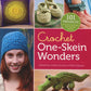 The cover of the crocheting book "Crochet One-Skein Wonders" by Workman Publishing - Storey, edited by Judith Durant and Edie Eckman, showcases vibrant crochet projects: a yellow cushion, green baby booties, a blue hat on a smiling woman, green bracelets, and an alligator toy. The cover highlights 101 one-skein wonders.