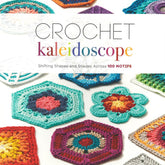 Ingram Content's book cover for "Crochet Kaleidoscope" features an array of colorful crochet patterns, including granny squares, hexagons, and flowers, showcasing diverse shapes and vibrant yarn colors.