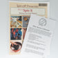 An instructional booklet titled "How to Spin It: Making Yarn from Scratch" by Lee Raven is partially covered by a flyer from Halcyon Yarn. The flyer, titled "Fiber Starter - spinning sample pack," details various spinning techniques and wool types included in the kit.