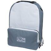 The Louët Carry Bag S95/S96 Victoria by Louët Inc. is a gray and white backpack designed as a versatile traveling accessory. It features a front zippered pocket with the "Victory" text logo, black zippers, and a carrying handle on top. Additionally, it offers padded compartments for enhanced protection and convenience while on the move.