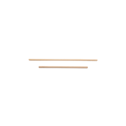 A set of three Cricket Apron Bars from Schacht Spindle Co. are aligned horizontally on a plain white background, showcasing their smooth, polished wooden finish and crafted tips.