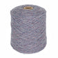 A large spool of Bartlettyarns' Bartlett Maine Wool, Sport Weight Cones in gray with blue and purple hints sits on a white background. Its textured, homespun appearance makes it perfect for knitting or crocheting projects.